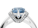 White gold Fancy Blue Princess  Solitaire Diamond Ring with Pave Band and Six-Prong Setting_36