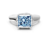 White gold Fancy Blue Princess  Solitaire Diamond Ring with Six-Prong Cathedral Setting_31