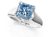 White gold Fancy Blue Princess  Solitaire Diamond Ring with Six-Prong Cathedral Setting_33