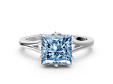 White gold Fancy Blue Princess  Solitaire Diamond Ring with Six-Prong Setting and Tapered Band_17