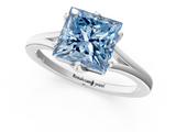 White gold Fancy Blue Princess  Solitaire Diamond Ring with Six-Prong Setting and Tapered Band_18