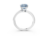White gold Fancy Blue Princess  Solitaire Diamond Ring with Six-Prong Setting on a Classic Band_6