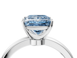 White gold Fancy Blue Princess  Solitaire Diamond Ring with Six-Prong Setting on a Classic Band_7