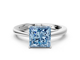 White gold Fancy Blue Princess  Solitaire Diamond Ring with Split Shank and Four-Prong Setting_20