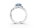 White gold Fancy Blue Princess  Solitaire Diamond Ring with Split Shank and Prong Setting_39