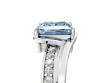 White gold Fancy Blue Princess  Solitaire Diamond Ring with Split Shank and Prong Setting_46