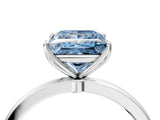White gold Fancy Blue Princess  Solitaire Diamond Ring with Thin Band and Four-Prong Setting_52