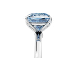 White gold Fancy Blue Princess  Solitaire Diamond Ring with Thin Band and Four-Prong Setting_53