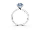 White gold Fancy Blue Princess  Solitaire Diamond Ring with Thin Band and Four-Prong Setting_6