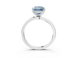 White gold Fancy Blue Princess  Solitaire Diamond Ring with Thin Band and Four-Prong Setting_75