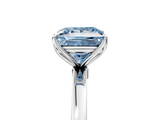 White gold Fancy Blue Princess  Solitaire Diamond Ring with Thin Band and Four-Prong Setting_8