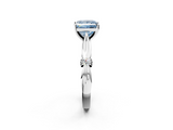 White gold Fancy Blue Princess  Solitaire Diamond Twisted Band with Four-Prong Setting_66
