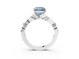 White gold Fancy Blue Princess  Solitaire Diamond Twisted Band with Four-Prong Setting_67