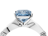 White gold Fancy Blue Princess  Solitaire Diamond Twisted Band with Four-Prong Setting_68