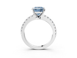 White gold Fancy Blue Princess  Solitaire Diamond with Pavé Band and Four-Prong Setting_47
