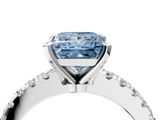 White gold Fancy Blue Princess  Solitaire Diamond with Pavé Band and Four-Prong Setting_49