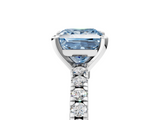 White gold Fancy Blue Princess  Solitaire Diamond with Pavé Band and Four-Prong Setting_50