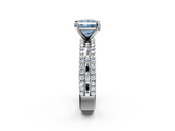 White gold Fancy Blue Princess  Solitaire Diamond with Pave and Channel Set Band_87