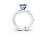 White gold Fancy Blue Princess  Solitaire Diamond with Pave and Channel Set Band_88