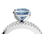 White gold Fancy Blue Princess  Solitaire Diamond with Pave and Channel Set Band_89