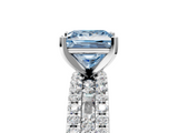White gold Fancy Blue Princess  Solitaire Diamond with Pave and Channel Set Band_90