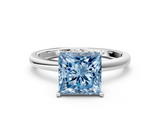 White gold Fancy Blue Princess  Solitaire Engagement Ring with Cathedral Band and Four-Prong Setting_21