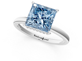 White gold Fancy Blue Princess  Solitaire Engagement Ring with Cathedral Band and Four-Prong Setting_22