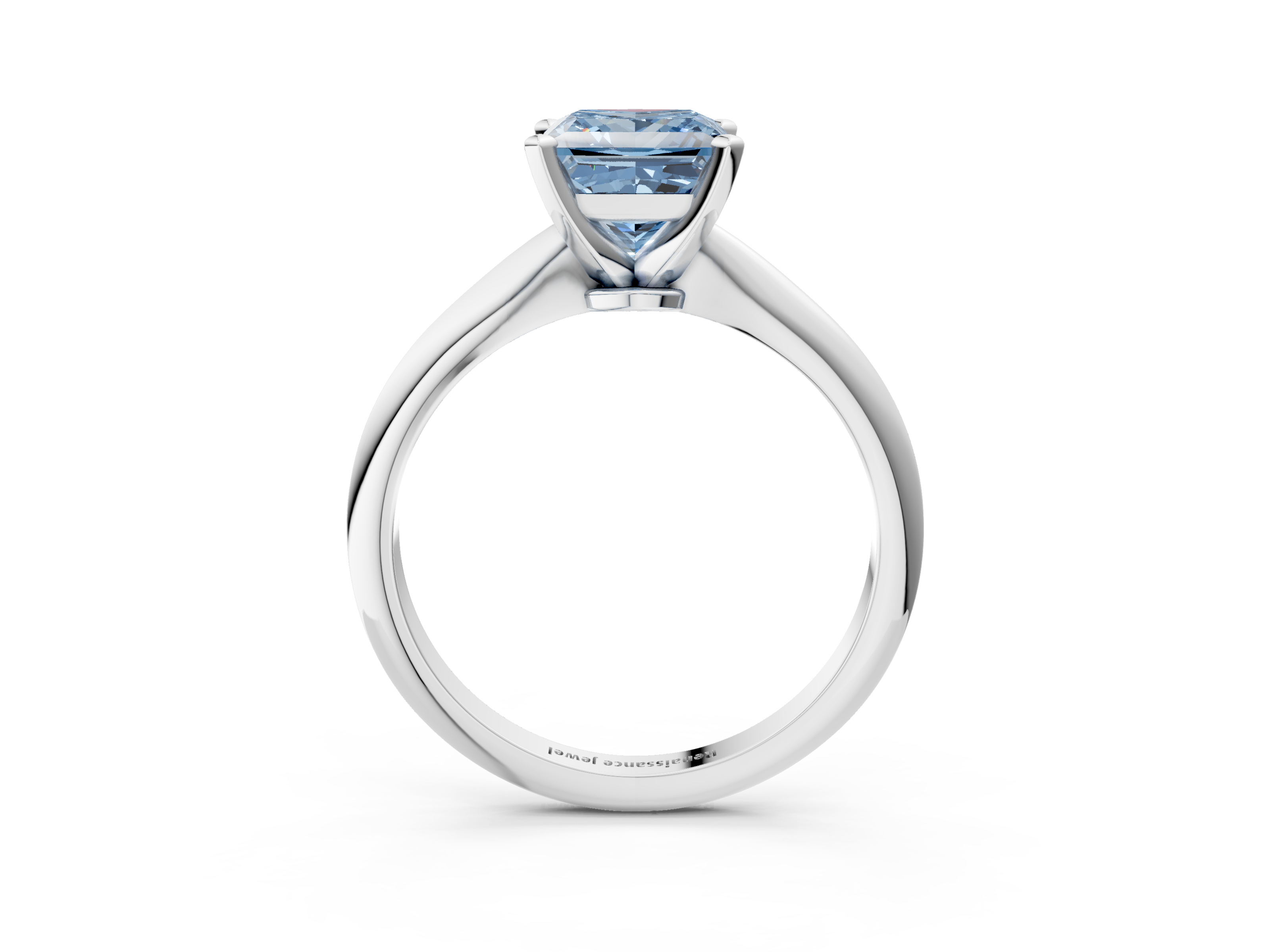 White gold Fancy Blue Princess  Solitaire Engagement Ring with Classic Band and Four-Prong Setting_73