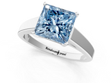 White gold Fancy Blue Princess  Solitaire Engagement Ring with Four-Prong Setting and Tapered Band_4