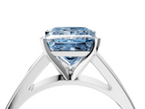 White gold Fancy Blue Princess  Solitaire Engagement Ring with Four-Prong Setting and Tapered Band_7