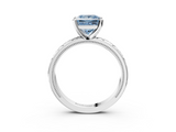 White gold Fancy Blue Princess  Solitaire Engagement Ring with Scrollwork Band and Four-Prong Setting_268