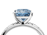 White gold Fancy Blue Princess  Solitaire Engagement Ring with Scrollwork Band and Four-Prong Setting_269