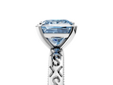 White gold Fancy Blue Princess  Solitaire Engagement Ring with Scrollwork Band and Four-Prong Setting_270
