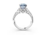 White gold Fancy Blue Princess  Solitaire Filigree Engagement Ring with Halo and Prong Setting_78