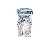White gold Fancy Blue Princess  Solitaire Filigree Engagement Ring with Halo and Prong Setting_80