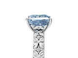 White gold Fancy Blue Princess  Solitaire Floral Milgrain Engagement Ring_30