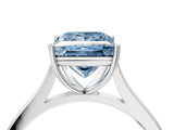 White gold Fancy Blue Princess  Solitaire Heart Prong Engagement Ring with Tapered Band_58