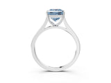White gold Fancy Blue Princess  Solitaire Heart Prong Engagement Ring with Tapered Band_58