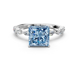 White gold Fancy Blue Princess  Solitaire Marquise Side Stone Prong Setting Ring_42