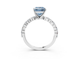 White gold Fancy Blue Princess  Solitaire Marquise Side Stone Prong Setting Ring_45