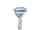 White gold Fancy Blue Princess  Solitaire Marquise Side Stone Prong Setting Ring_47
