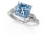 White gold Fancy Blue Princess  Solitaire Marquise Twist Band with Six-Prong Setting_63