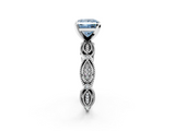 White gold Fancy Blue Princess  Solitaire Milgrain Diamond Engagement Ring with Bezel and Marquise Band_143