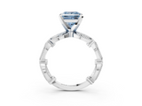 White gold Fancy Blue Princess  Solitaire Milgrain Diamond Engagement Ring with Bezel and Marquise Band_144