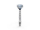 White gold Fancy Blue Princess  Solitaire Pavé Band with Four-Prong Setting_170