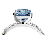 White gold Fancy Blue Princess  Solitaire Pavé Band with Four-Prong Setting_172