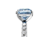 White gold Fancy Blue Princess  Solitaire Pavé Band with Four-Prong Setting_173