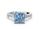 White gold Fancy Blue Princess  Solitaire Pavé Band with Four-Prong Setting_24