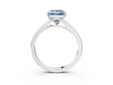 White gold Fancy Blue Princess  Solitaire Pavé Band with Four-Prong Setting_31