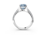 White gold Fancy Blue Princess  Solitaire Pavé Diamond Engagement Ring with Four-Prong Setting_179